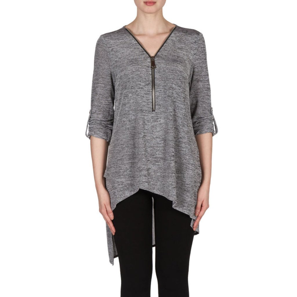 Nwt Womens Size 8 Joseph Ribkoff Exposed Zip Asymmetric Sharkbite Melange Tunic
